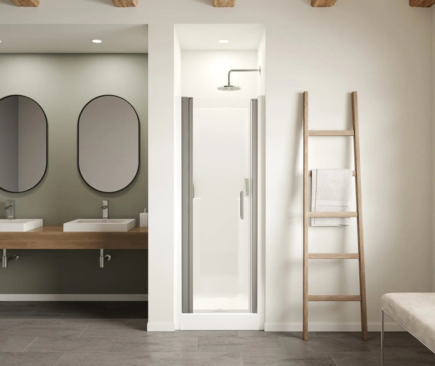 Maax Jasmin Sleek DI 30 x 32 AcrylX Alcove Center Drain One-Piece Shower in White 107574-000-002-102 - Plumbing Market