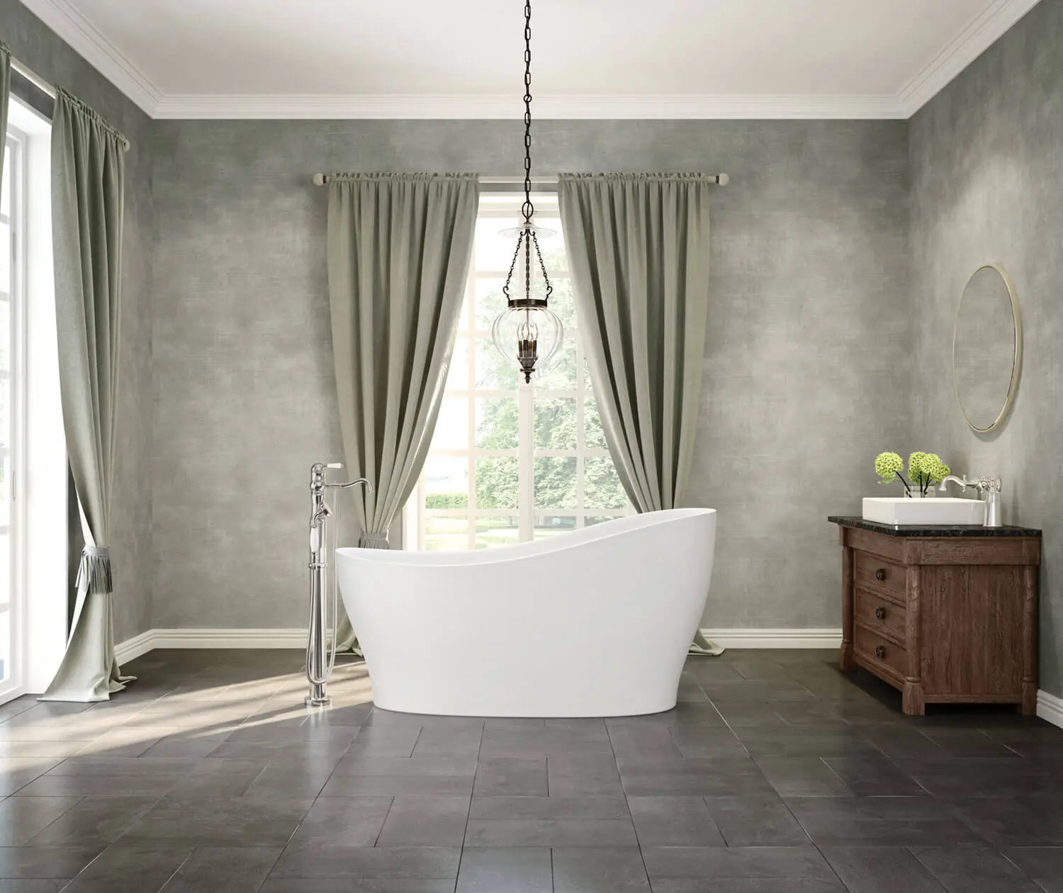 Maax Joan 61 x 32 Acrylic Freestanding End Drain Bathtub in White with White Skirt - Plumbing Market