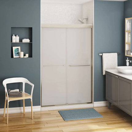 Maax Kameleon 43-47 x 71 in. 6 mm Bypass Shower Door for Alcove Installation with Frosted glass in Brushed Nickel 134563-978-305-000 - Plumbing Market