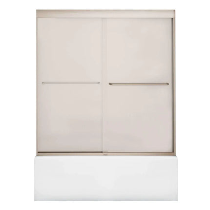 Maax Kameleon 55-59 x 57 in. 6 mm Bypass Tub Door for Alcove Installation with Frosted glass in Brushed Nickel 134561-978-305-000 - Plumbing Market