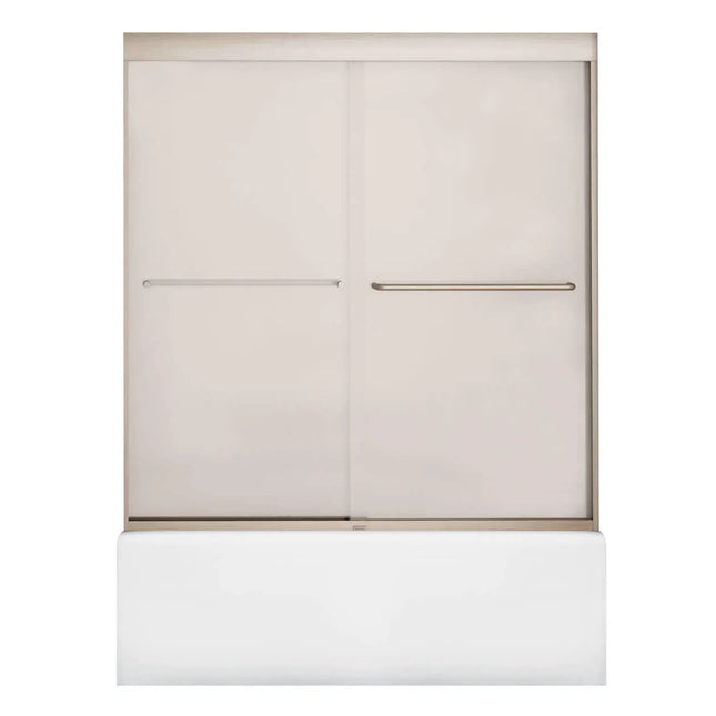 Maax Kameleon 55-59 x 57 in. 6 mm Bypass Tub Door for Alcove Installation with Frosted glass in Brushed Nickel 134561-978-305-000 - Plumbing Market