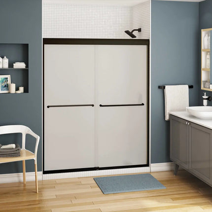 Maax Kameleon 55-59 x 71 in. 6 mm Bypass Shower Door for Alcove Installation with Frosted glass in Dark Bronze 134565-978-172-000 - Plumbing Market