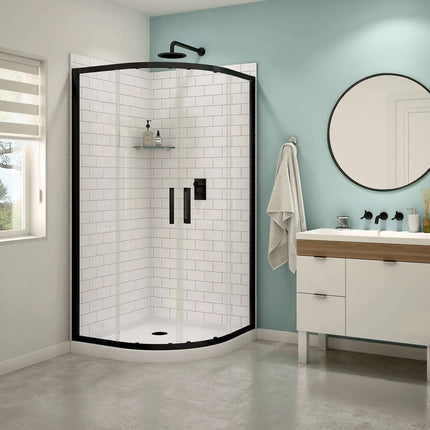 Maax Kassia 38 x 38 Acrylic Center Drain Shower Kit in White with Clear glass  in Chrome 107170-900-084-000 - Plumbing Market