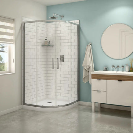 Maax Kassia 38 x 38 Acrylic Center Drain Shower Kit in White with Clear glass  in Chrome 107170-900-084-000 - Plumbing Market