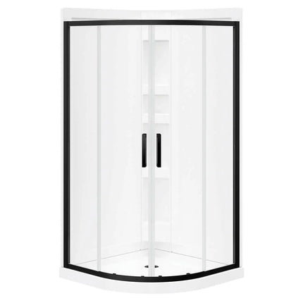 Maax Kassia 38 x 38 Acrylic Center Drain Shower Kit in White with Clear glass  in Matte Black 107170-900-340-000 - Plumbing Market