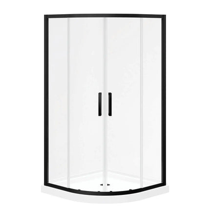 Maax Kassia 38 x 38 Acrylic Center Drain Shower Kit in White with Clear glass  in Matte Black 107170-900-340-000 - Plumbing Market