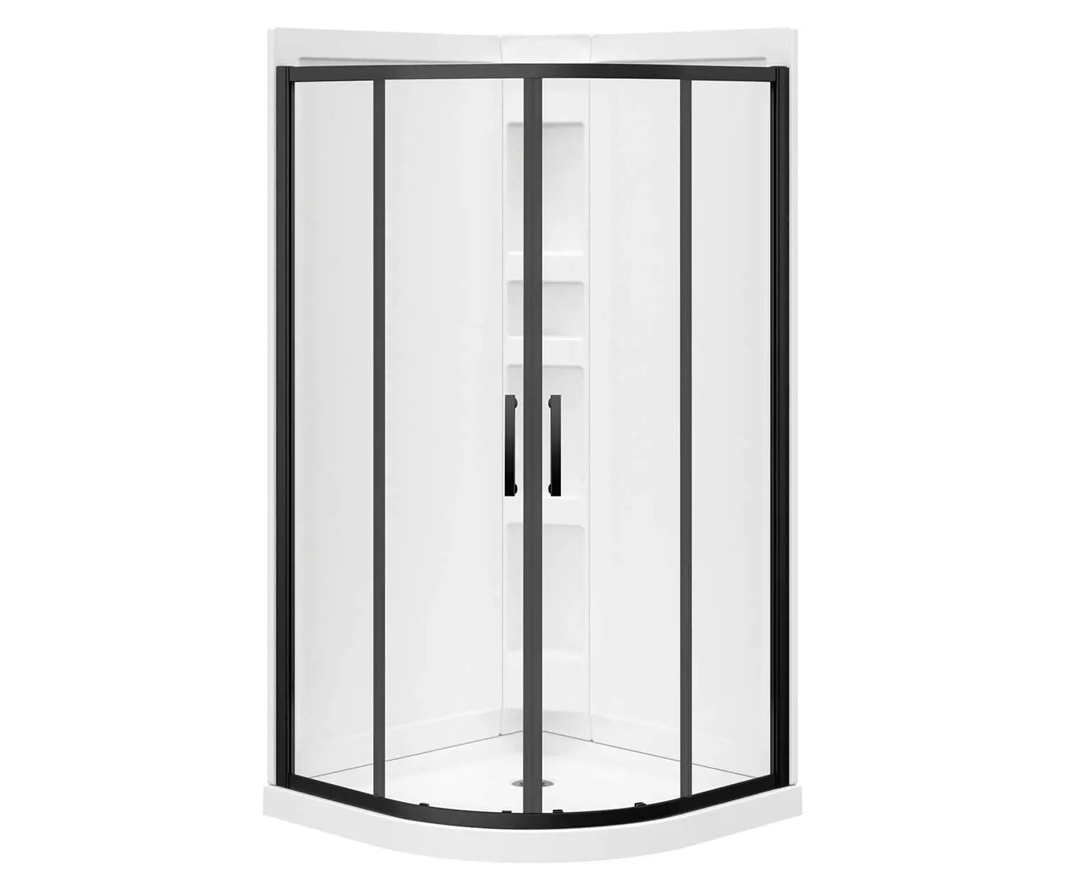 Maax Kassia 38 x 38 Acrylic Center Drain Shower Kit in White with Clear glass  in Matte Black 107170-900-340-000 - Plumbing Market