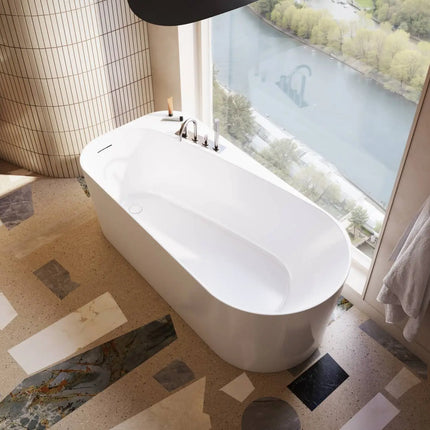 Maax Kuja 6732 Acrylic Freestanding End Drain Bathtub in White - Plumbing Market