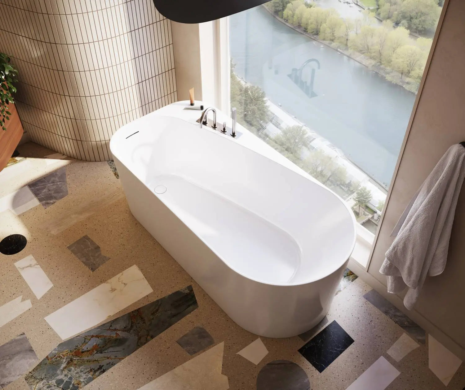 Maax Kuja 6732 Acrylic Freestanding End Drain Bathtub in White - Plumbing Market
