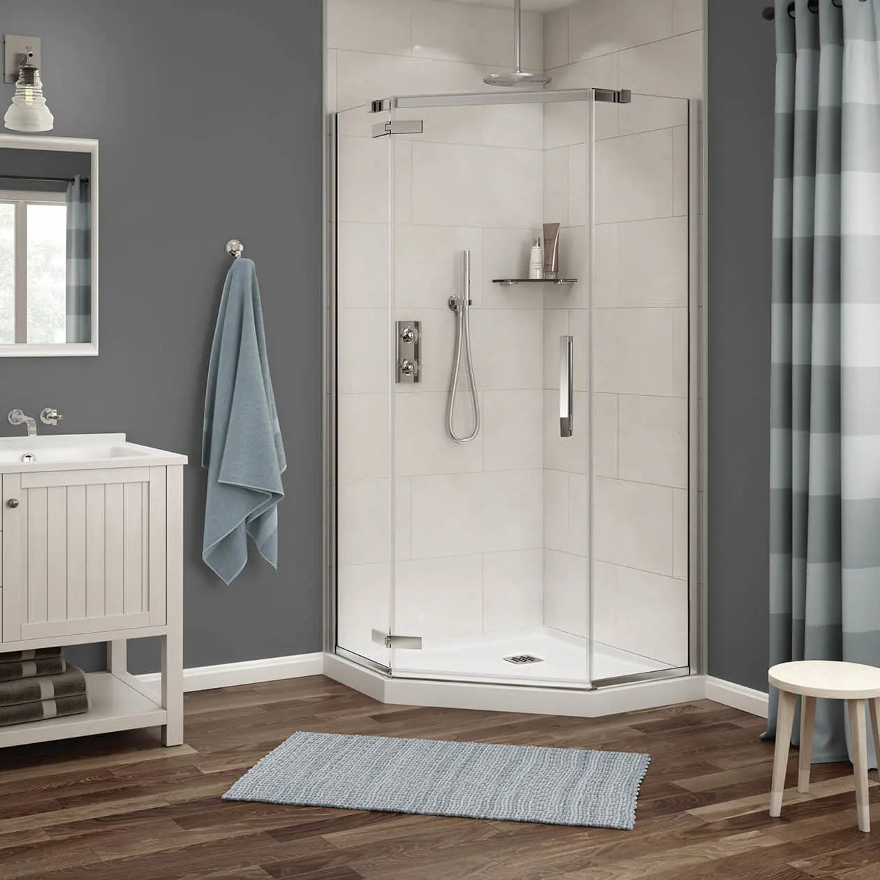 Maax Link Neo-angle 40 x 40 x 75 in. 8mm Pivot Shower Door for Corner Installation with Clear glass in Chrome 136321-900-084-000 - Plumbing Market