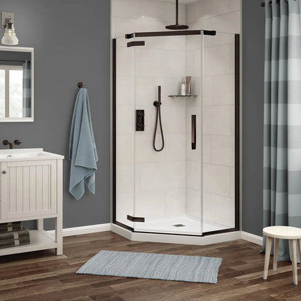 Maax Link Neo-angle 40 x 40 x 75 in. 8mm Pivot Shower Door for Corner Installation with Clear glass in Dark Bronze 136321-900-173-000 - Plumbing Market