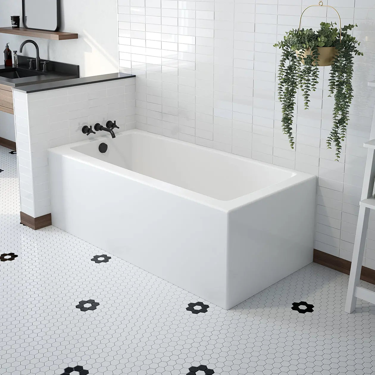 Maax Mackenzie Corner 6030 AcrylX Corner Right-Hand Drain Bathtub in White 106811-000-002-002 - Plumbing Market