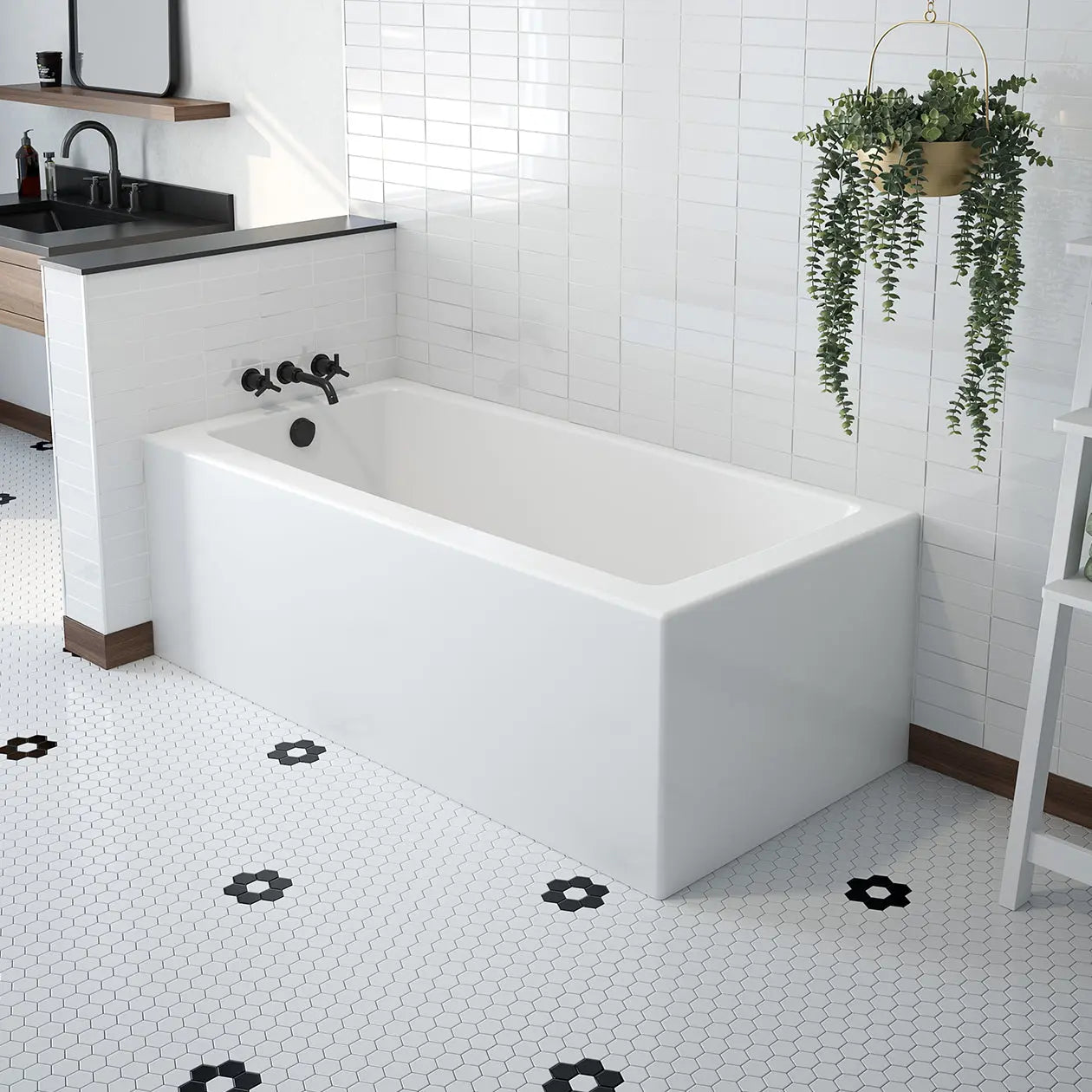 Maax Mackenzie Corner 6032 AFR AcrylX Corner Right-Hand Drain Bathtub in White 106814-000-002-102 - Plumbing Market