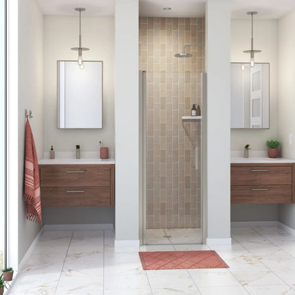 Maax Manhattan 25-27 x 68 in. 6 mm Pivot Shower Door for Alcove Installation with Clear glass & Square Handle in Brushed Nickel 138261-900-305-101 - Plumbing Market