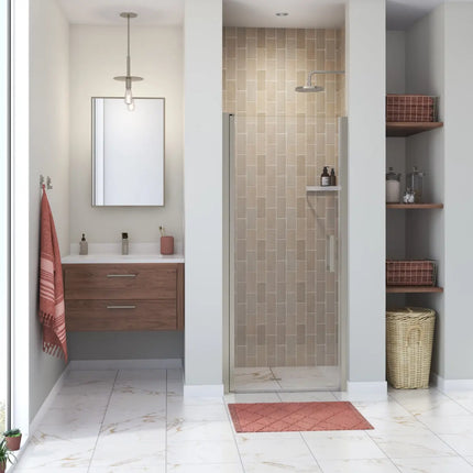 Maax Manhattan 29-31 x 68 in. 6 mm Pivot Shower Door for Alcove Installation with Clear glass & Square Handle in Brushed Nickel 138263-900-305-101 - Plumbing Market