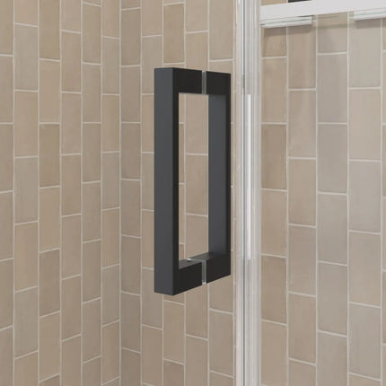 Maax Manhattan 29-31 x 68 in. 6 mm Pivot Shower Door for Alcove Installation with Clear glass & Square Handle in Matte Black 138263-900-340-101 - Plumbing Market