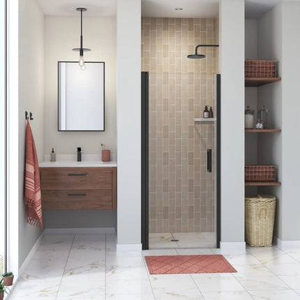 Maax Manhattan 31-33 x 68 in. 6 mm Pivot Shower Door for Alcove Installation with Clear glass & Square Handle in Matte Black 138264-900-340-101 - Plumbing Market