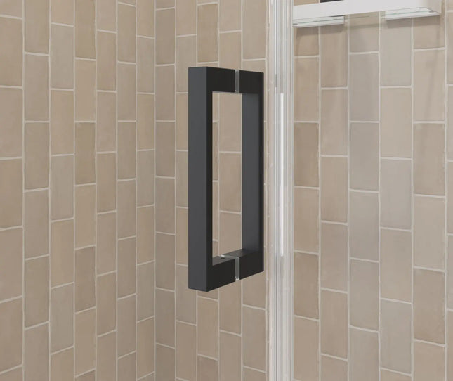 Maax Manhattan 37-39 x 68 in. 6 mm Pivot Shower Door for Alcove Installation with Clear glass & Square Handle in Matte Black 138267-900-340-101 - Plumbing Market