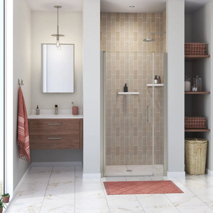 Maax Manhattan 39-41 x 68 in. 6 mm Pivot Shower Door for Alcove Installation with Clear glass & Square Handle in Brushed Nickel 138268-900-305-101 - Plumbing Market