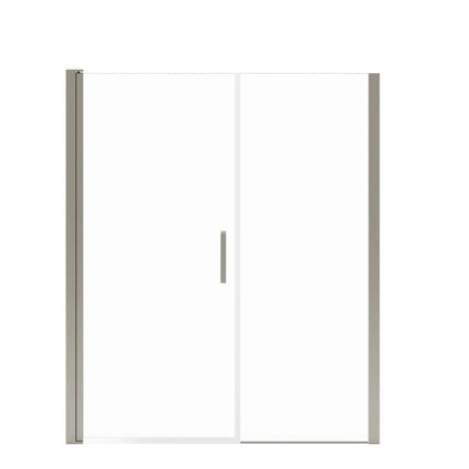 Maax Manhattan 53-55 x 68 in. 6 mm Pivot Shower Door for Alcove Installation with Clear glass & Square Handle in Brushed Nickel 138275-900-305-101 - Plumbing Market