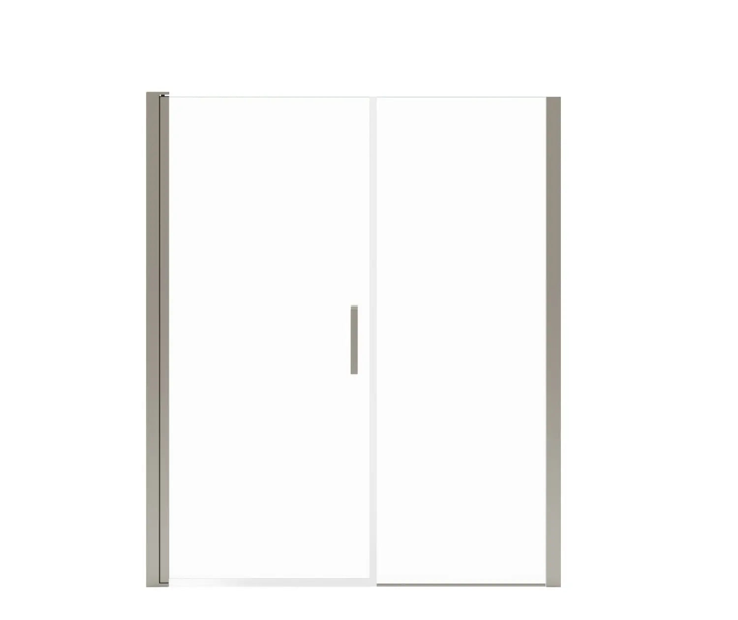 Maax Manhattan 53-55 x 68 in. 6 mm Pivot Shower Door for Alcove Installation with Clear glass & Square Handle in Brushed Nickel 138275-900-305-101 - Plumbing Market