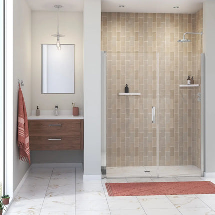 Maax Manhattan 53-55 x 68 in. 6 mm Pivot Shower Door for Alcove Installation with Clear glass & Square Handle in Chrome 138275-900-084-101 - Plumbing Market