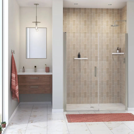 Maax Manhattan 55-57 x 68 in. 6 mm Pivot Shower Door for Alcove Installation with Clear glass & Square Handle in Brushed Nickel 138276-900-305-101 - Plumbing Market