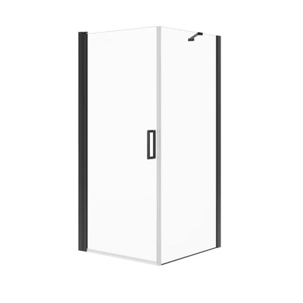 Maax Manhattan Square 36 x 36 x 72 in. 6mm Pivot Shower Door for Corner Installation with Clear glass & Round Handle in Matte Black 135230-900-340-100 - Plumbing Market