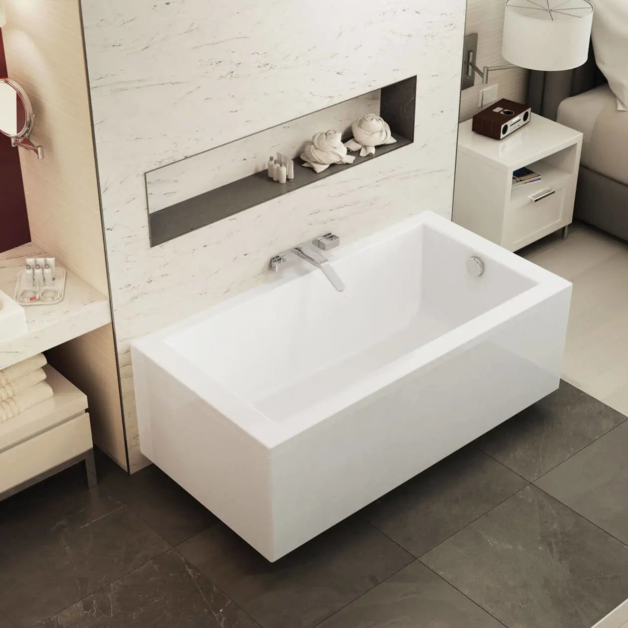 Maax ModulR 6032 (Without Armrests) Acrylic Wall Mounted Right-Hand Drain Bathtub in White 410012-000-001-105 - Plumbing Market