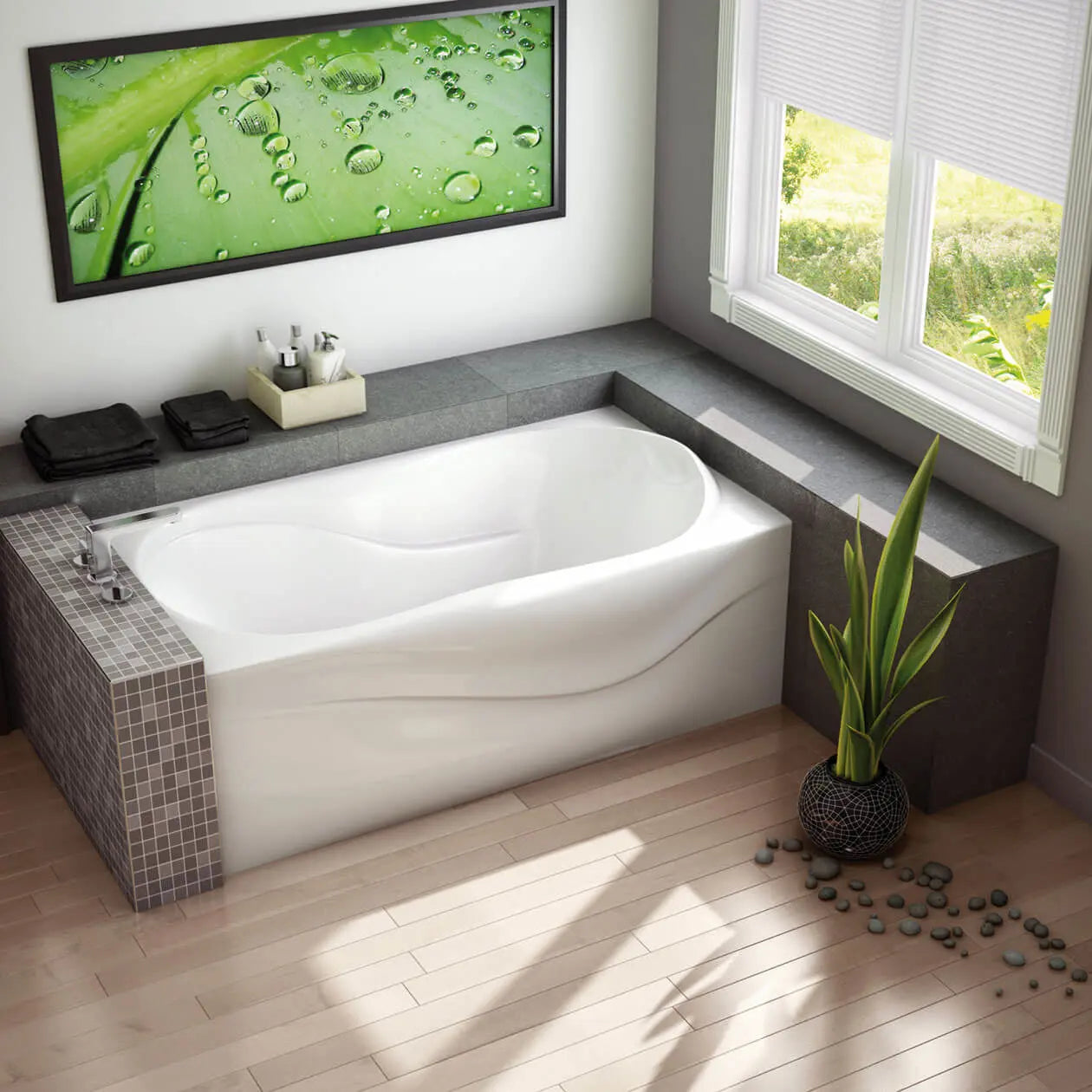 Maax Murmur 6032 A Acrylic Alcove Left-Hand Drain 10 Microjets Bathtub in White 105726-091-001-001 - Plumbing Market