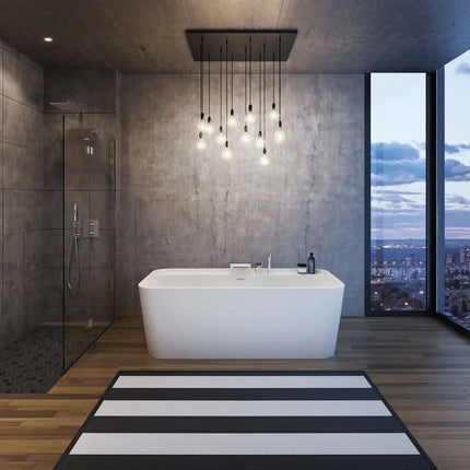 Maax Oberto 6731 Acrylic Freestanding Center Drain Bathtub in White with White Skirt - Plumbing Market