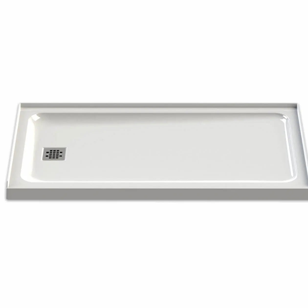 Maax Olympia Square 6032 Acrylic Alcove or Corner Shower Base in White with Right-Hand Drain 106012-000-001-002 - Plumbing Market