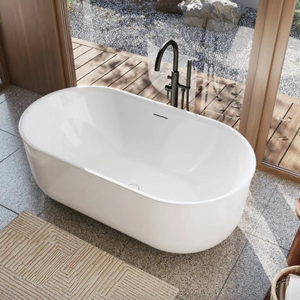 Maax Ommu 5932 Acrylic Freestanding Center Drain Bathtub in White - Plumbing Market