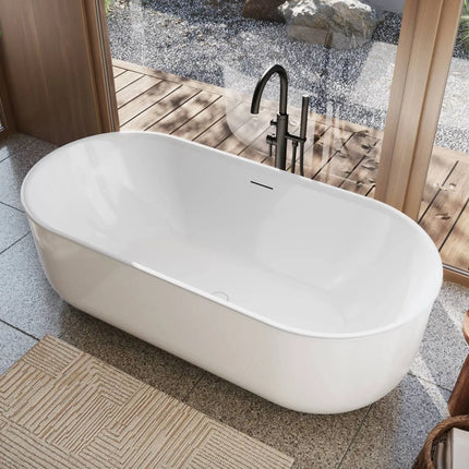 Maax Ommu 6732 Acrylic Freestanding Center Drain Bathtub in White - Plumbing Market