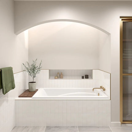 Maax Optik 6032 Acrylic Alcove End Drain Aerofeel Bathtub in White 101265-055-001-100 - Plumbing Market