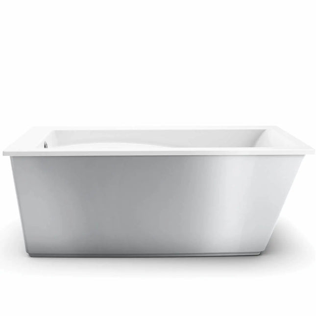 Maax Optik 6032 F Acrylic Freestanding End Drain Aerofeel Bathtub in White with Sterling Silver Skirt 105571-055-006 - Plumbing Market