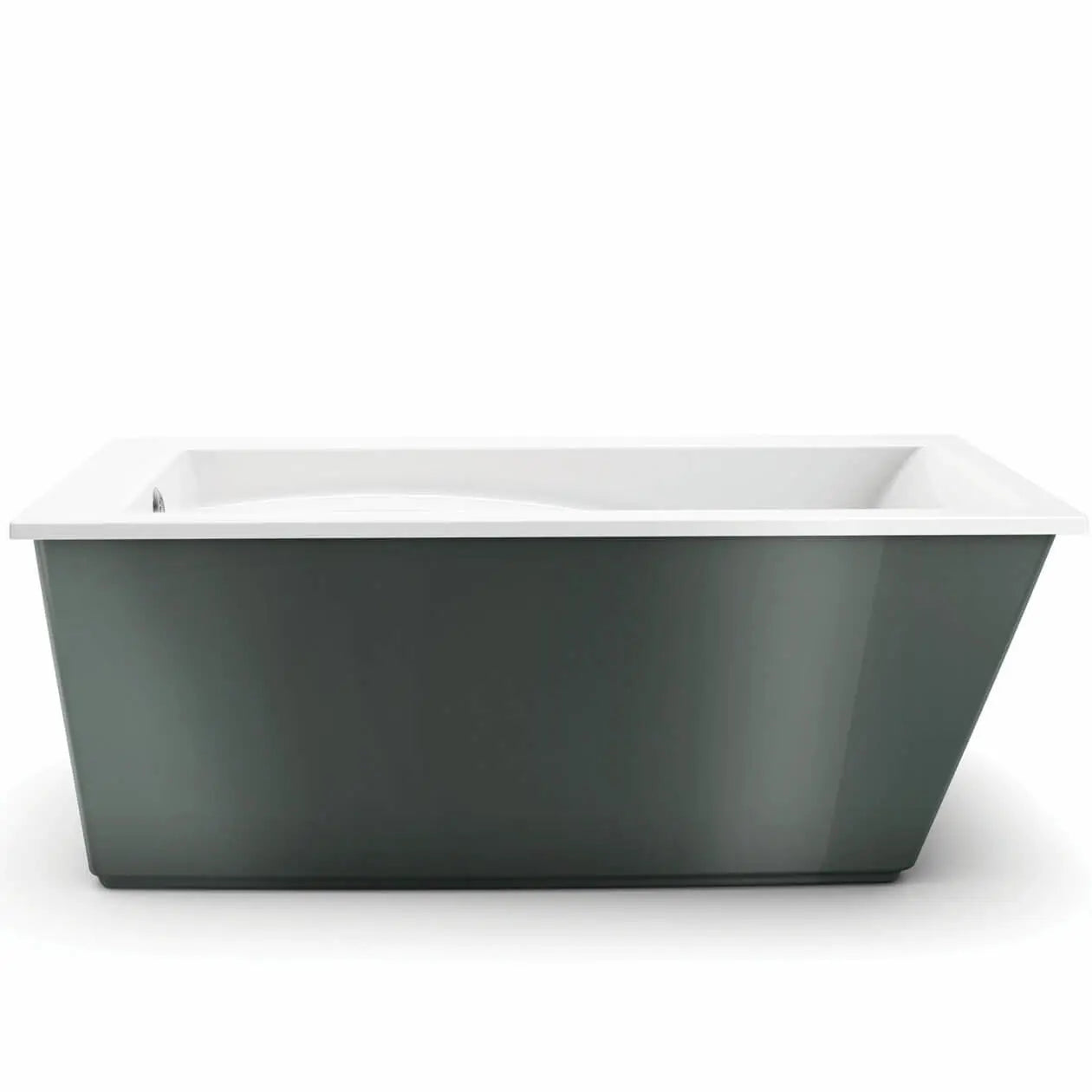 Maax Optik 6032 F Acrylic Freestanding End Drain Aerofeel Bathtub in White with Thunder Grey Skirt 105571-055-019 - Plumbing Market