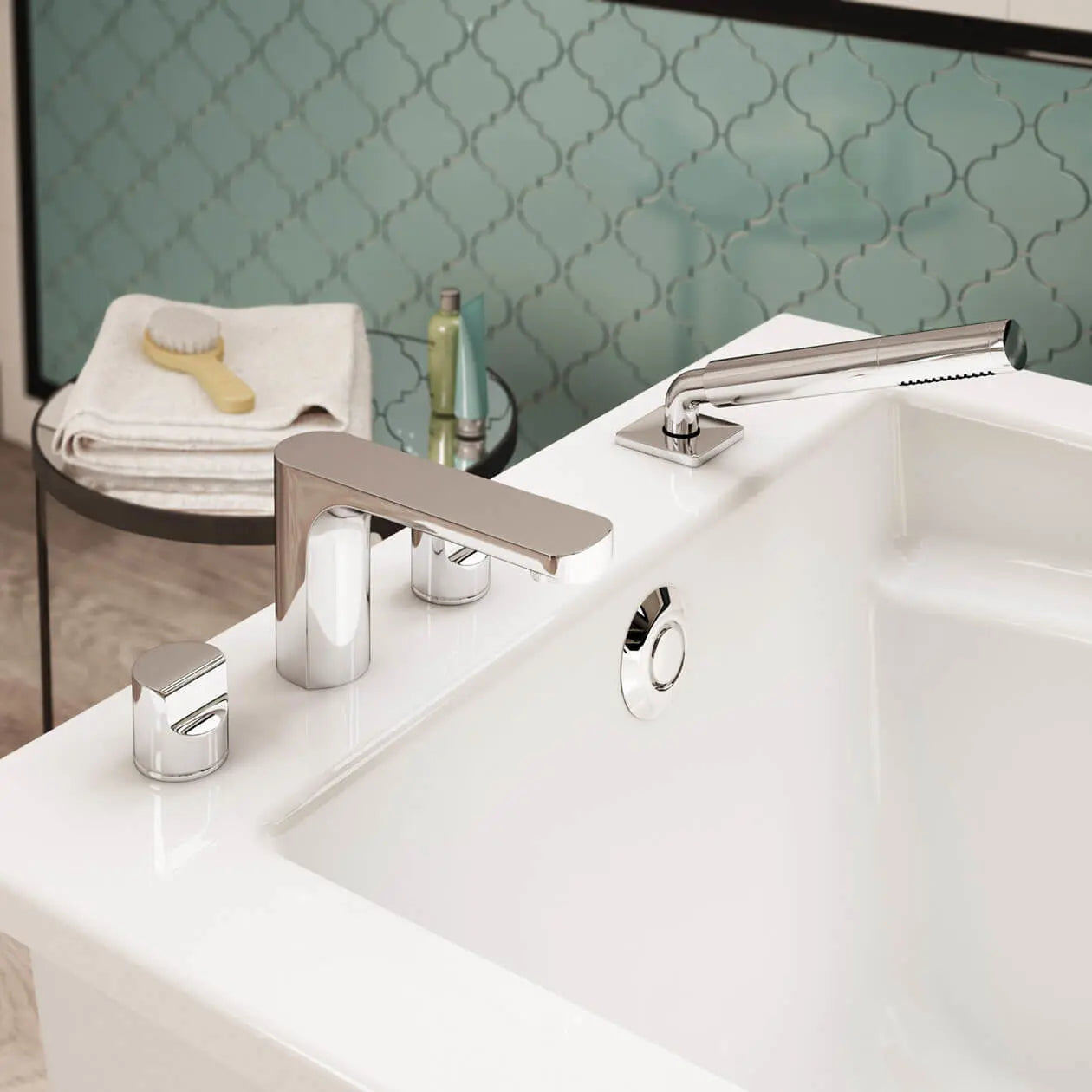 Maax Optik 6032 F Acrylic Freestanding End Drain Aerofeel Bathtub in White with White Skirt 105571-055-001-100 - Plumbing Market
