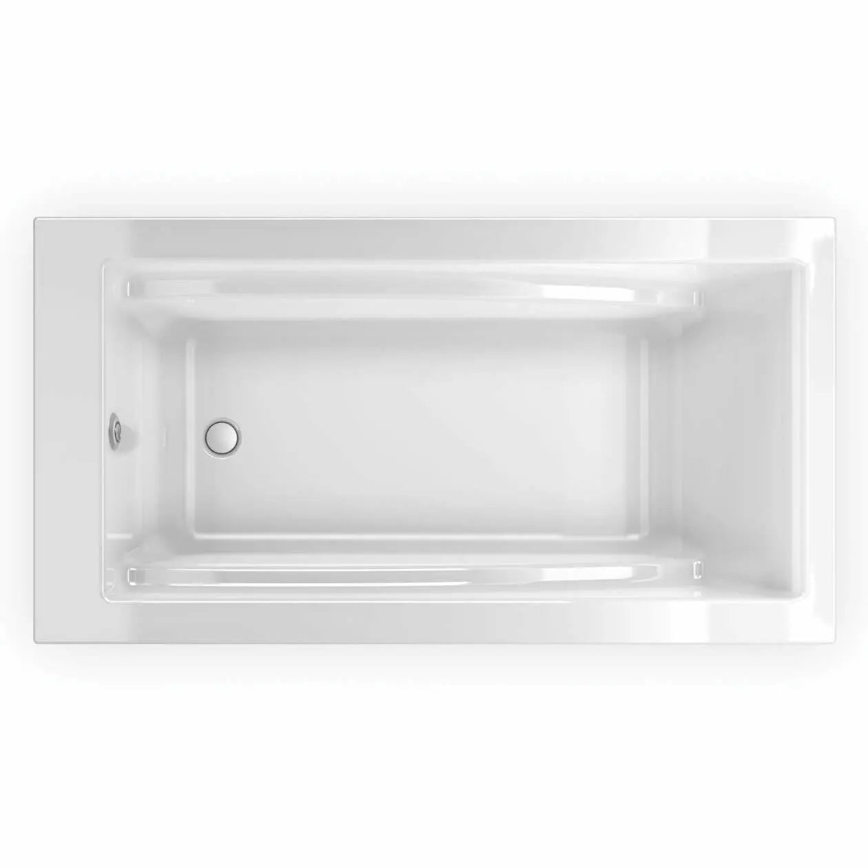 Maax Optik 6032 F Acrylic Freestanding End Drain Aerofeel Bathtub in White with White Skirt 105571-055-001-100 - Plumbing Market