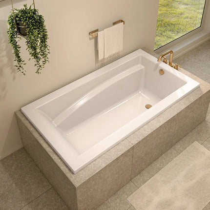 Maax Optik 6636 Acrylic Alcove Right-Hand Drain Aerofeel Bathtub in White 101269-R-055-001 - Plumbing Market