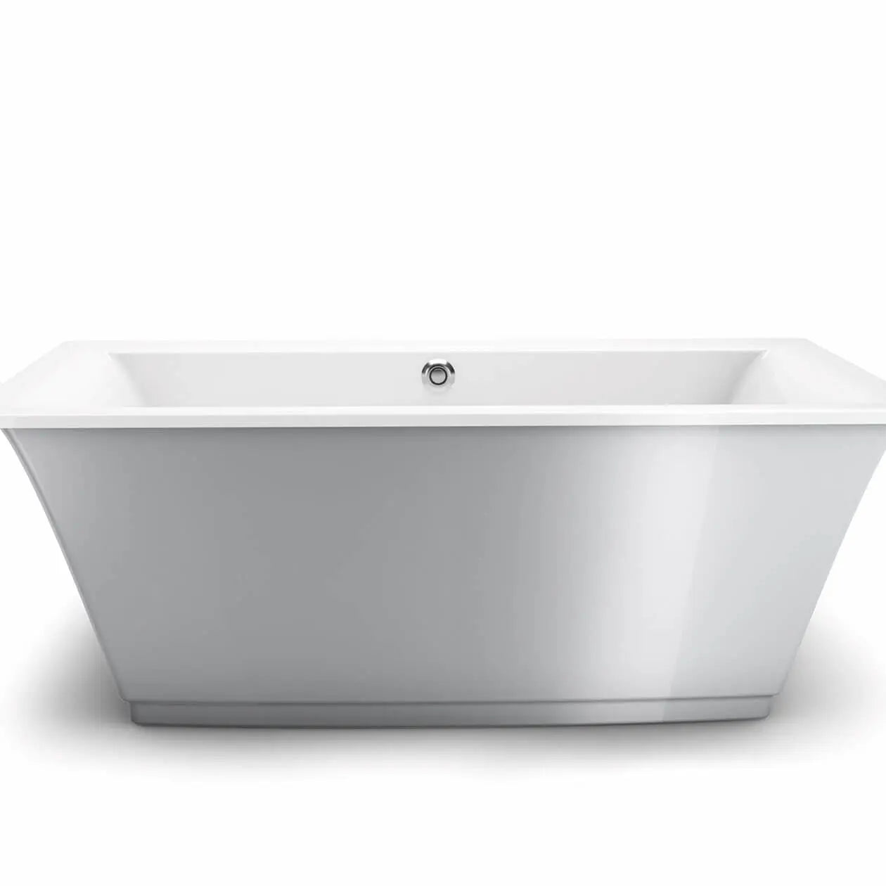 Maax Optik 6636 F Acrylic Freestanding Center Drain Aerofeel Bathtub in White with Sterling Silver Skirt 105742-055-001-105 - Plumbing Market