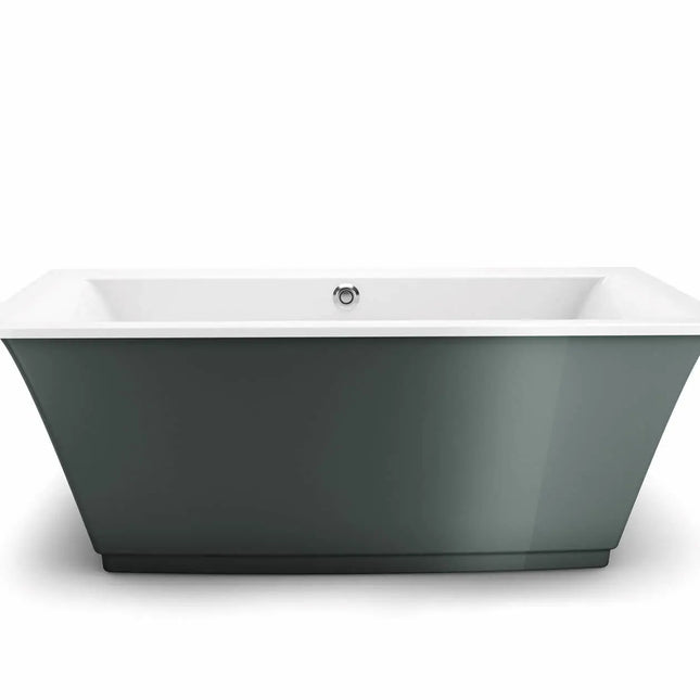 Maax Optik 6636 F Acrylic Freestanding Center Drain Aerofeel Bathtub in White with Thunder Grey Skirt 105742-055-001-107 - Plumbing Market