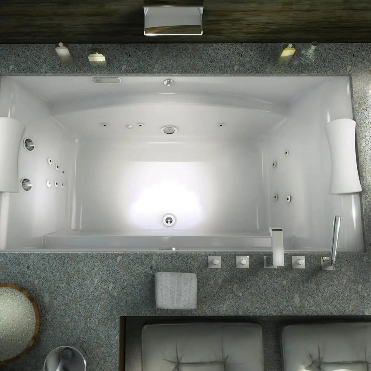 Maax Optik 7236 Acrylic Undermount Center Drain Aerofeel Bathtub in White 101270-055-001-100 - Plumbing Market