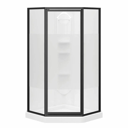 Maax Orchid 38 x 38 Polystyrene Center Drain Shower Kit in White with Centre Silk glass  in Chrome 300022-000-129-102 - Plumbing Market