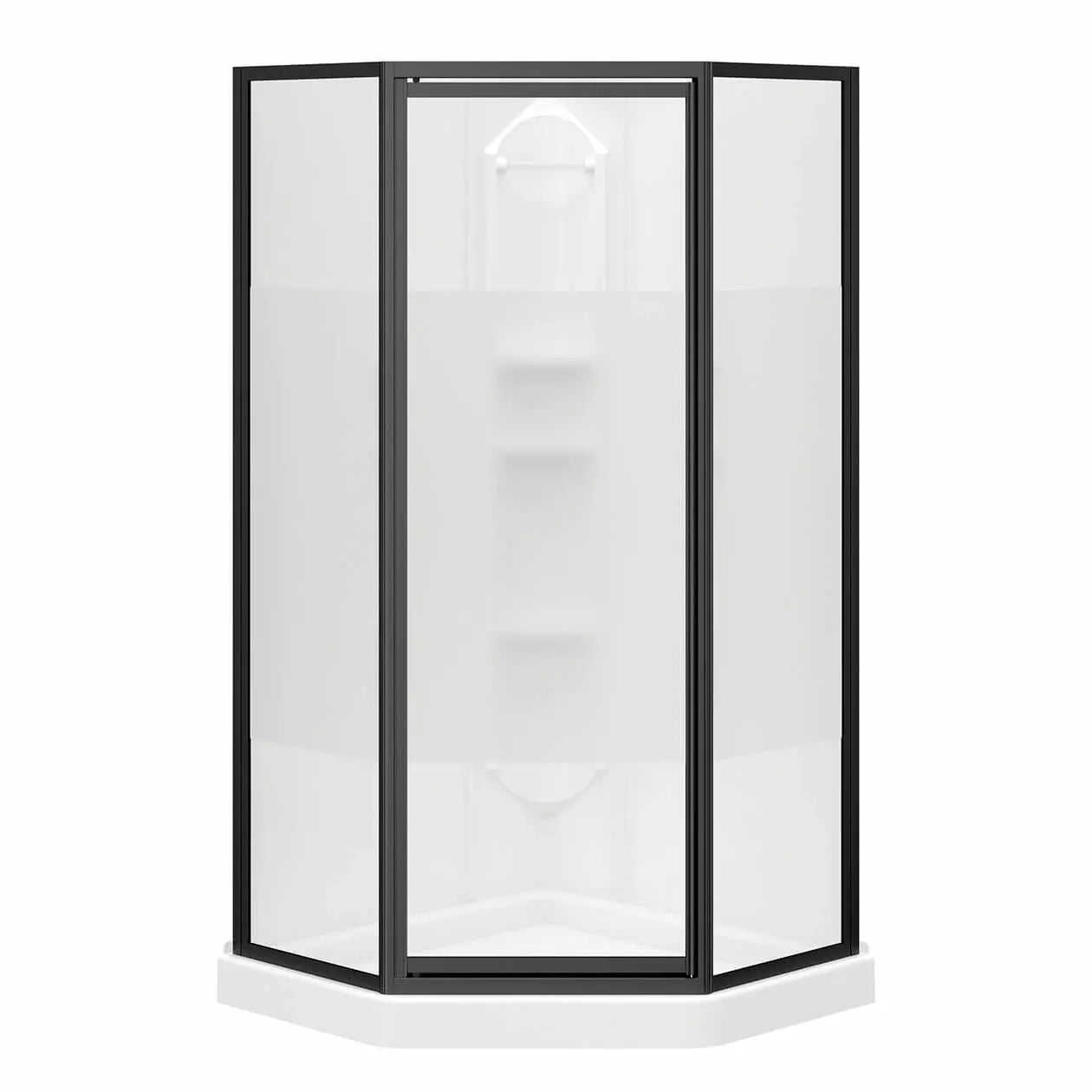 Maax Orchid 38 x 38 Polystyrene Center Drain Shower Kit in White with Centre Silk glass  in Chrome 300022-000-129-102 - Plumbing Market