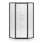 Maax Orchid 38 x 38 Polystyrene Center Drain Shower Kit in White with Centre Silk glass  in Matte Black 300022-000-129-103 - Plumbing Market