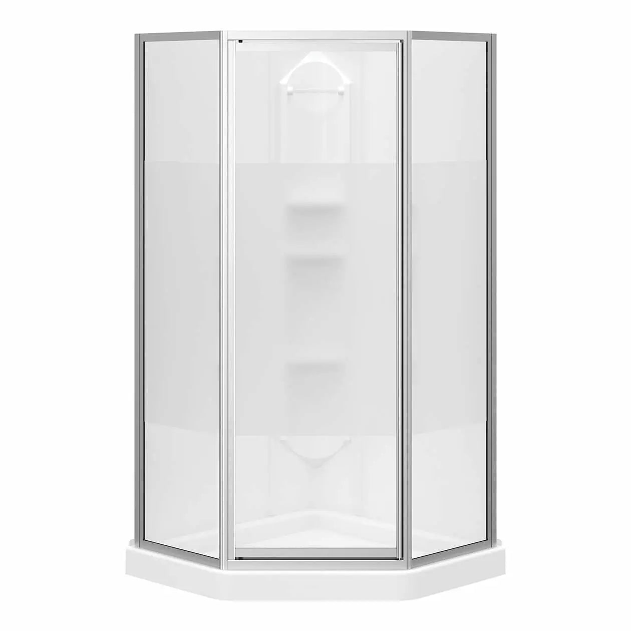 Maax Orchid 38 x 38 Polystyrene Center Drain Shower Kit in White with Centre Silk glass  in Matte Black 300022-000-129-103 - Plumbing Market