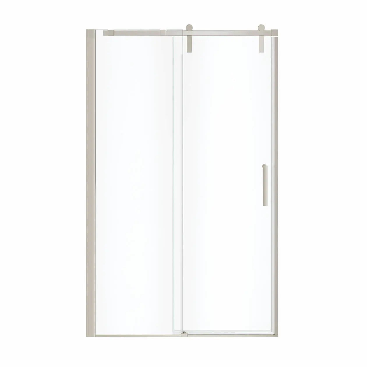 Maax Outback 43 ¼ - 46 ½ x 70 ½ in. 8mm Sliding Shower Door for Alcove Installation with Clear glass in Brushed Nickel 137680-900-305-000 - Plumbing Market