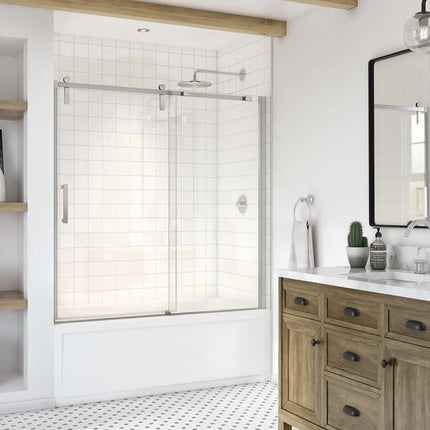 Maax Outback 55 ¼ - 58 1/2 x 57 in. 8mm Sliding Tub Door for Alcove Installation with Clear glass in Chrome 137682-900-084-000 - Plumbing Market