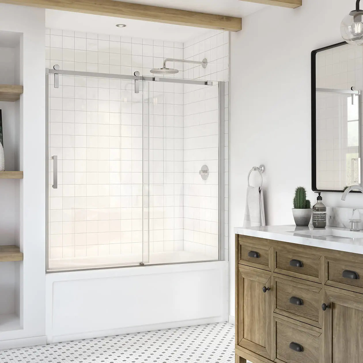 Maax Outback 55 ¼ - 58 1/2 x 57 in. 8mm Sliding Tub Door for Alcove Installation with Clear glass in Chrome 137682-900-084-000 - Plumbing Market